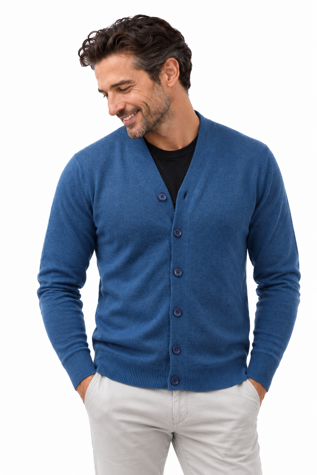 Link – V-Neck-Cardigan für Herren – Modellansicht