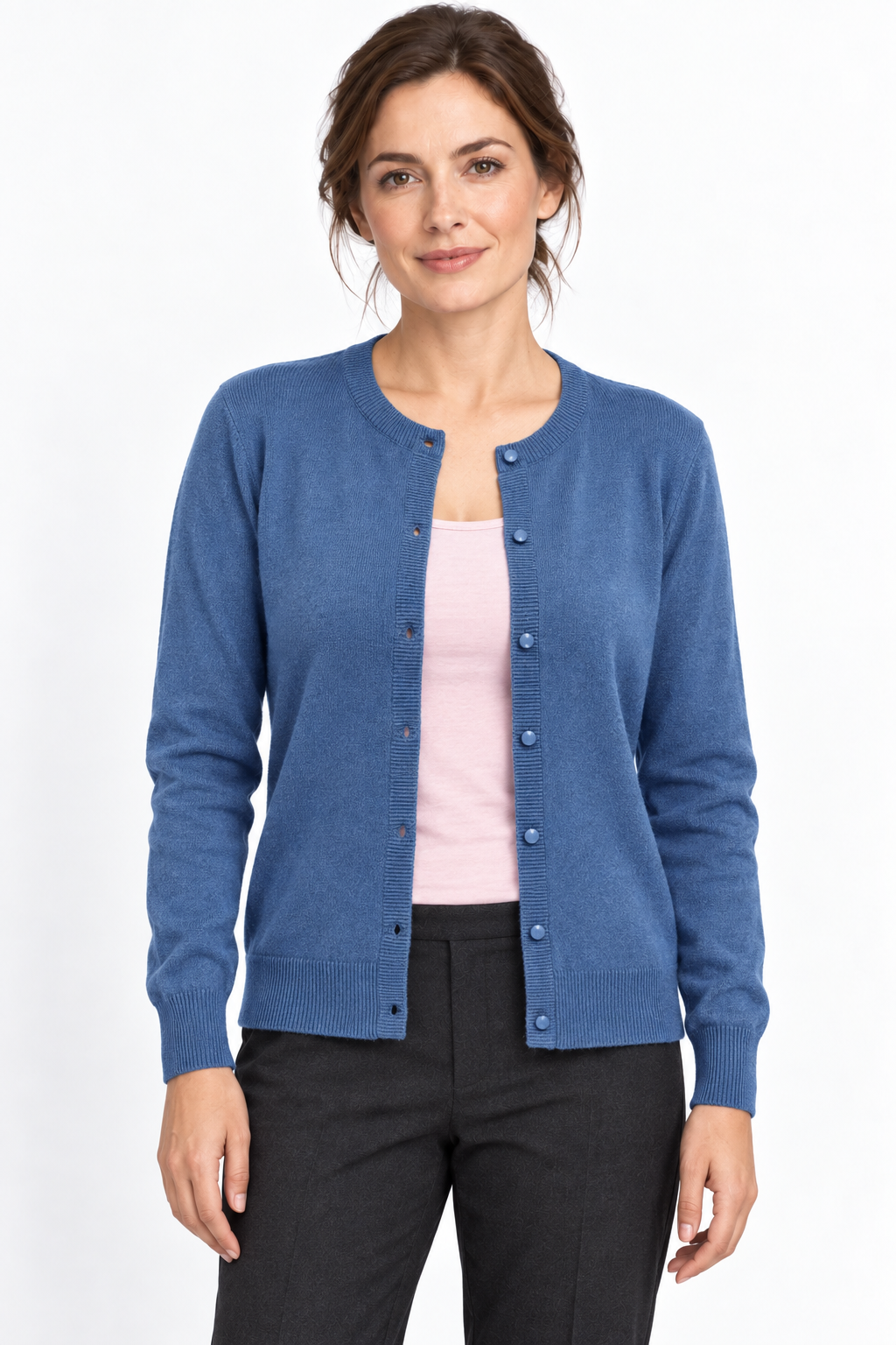 Button – Rundhals-Cardigan für Damen – Modellansicht