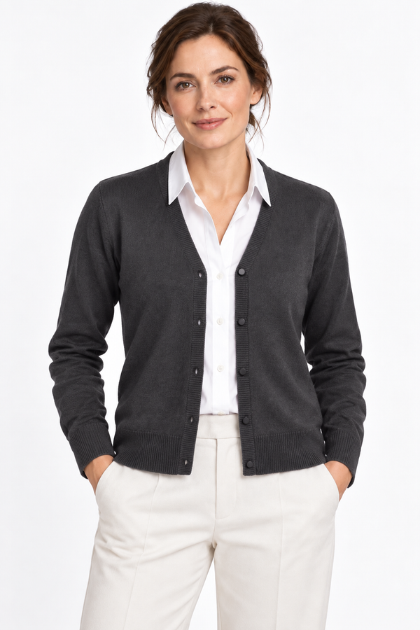 Link – V-Neck-Cardigan für Damen – Modellansicht