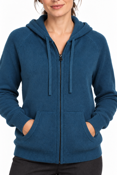 Pause Zip – Unisex-Strickjacke mit Kapuze – Strickdetail