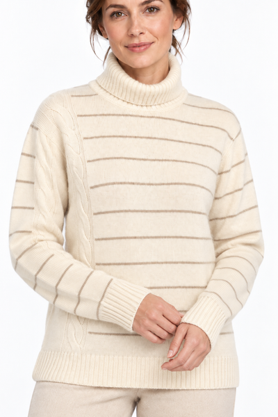 Stripe – Gestreifter Rollkragen-Pullover – Strickdetail