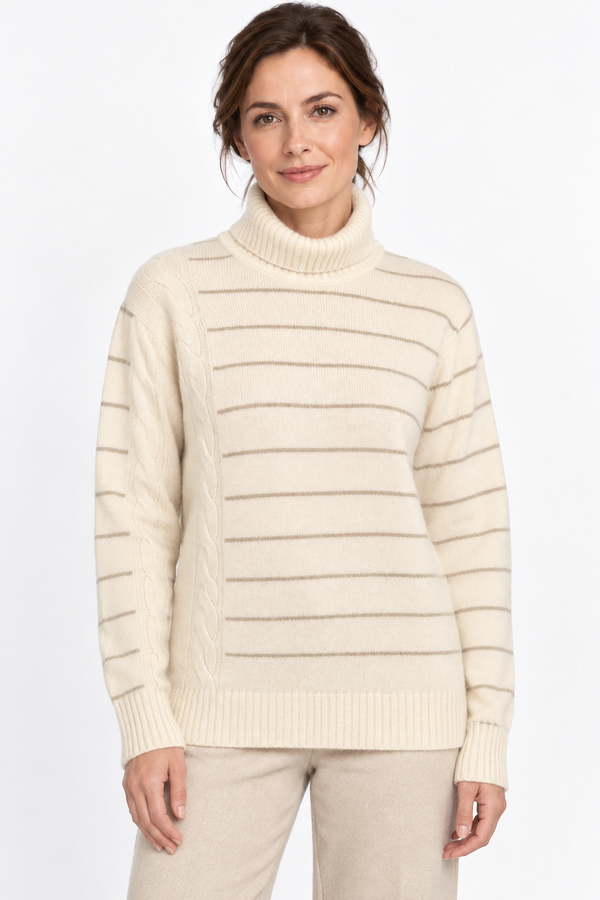 Stripe – Gestreifter Rollkragen-Pullover – Modellansicht