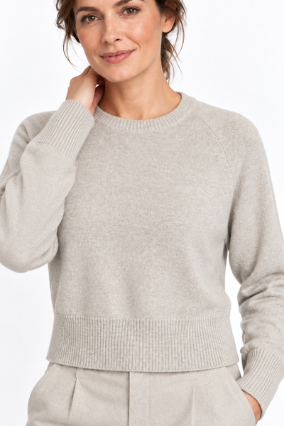 Shortline – Kurzer Rundhals-Pullover – Strickdetail