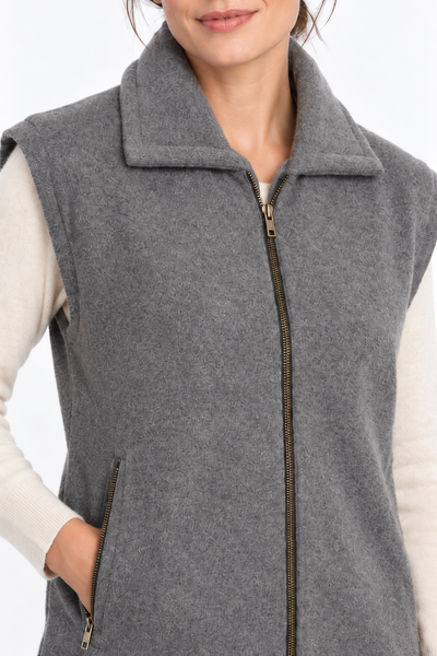 Layer – Gilet mit Reissverschluss – Strickdetail