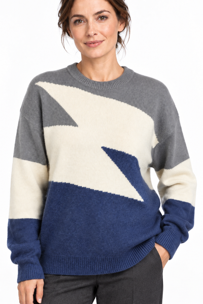Mosaic – Pullover mit Farbflächen – Strickdetail