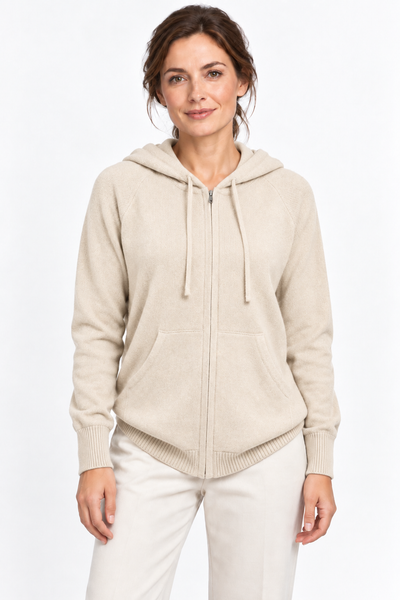 Pause Zip Natural – Naturbeige – 100% Cashmere