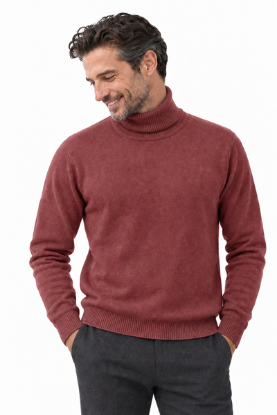 Rise – Rollkragen-Pullover für Herren – Altrosa – 100% Cashmere