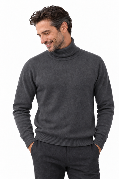 Rise – Rollkragen-Pullover für Herren – Anthrazit – 100% Cashmere