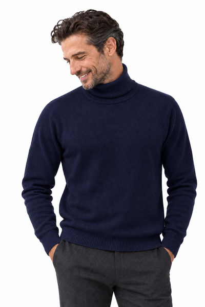Rise – Rollkragen-Pullover für Herren – Marineblau – 100% Cashmere