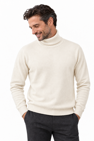 Rise – Rollkragen-Pullover für Herren – Offwhite – 100% Cashmere