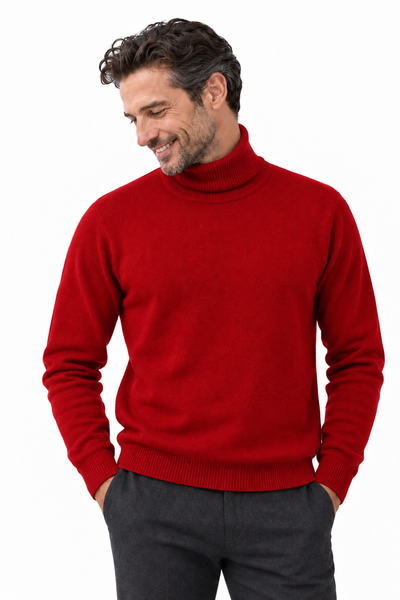 Rise – Rollkragen-Pullover für Herren – Rot – 100% Cashmere