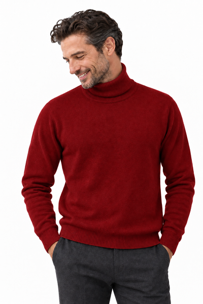 Rise – Rollkragen-Pullover für Herren – Rubinrot – 100% Cashmere