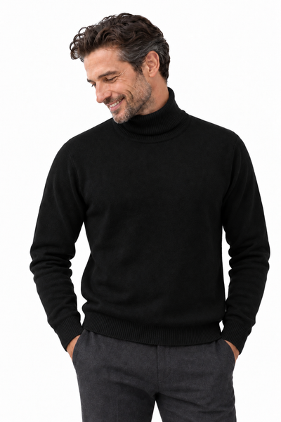 Rise – Rollkragen-Pullover für Herren – Schwarz – 100% Cashmere