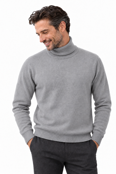 Rise – Rollkragen-Pullover für Herren – Silbergrau – 100% Cashmere