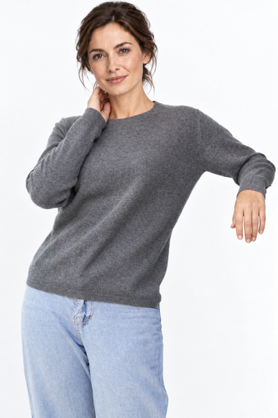 Circle Natural – Maglia a girocollo da donna – Grigio scuro naturale – Vista G017 [ND-1285-C9851]