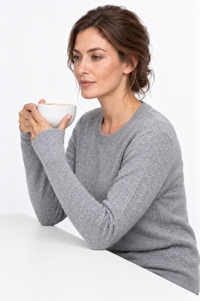 Circle Natural – Maglia a girocollo da donna – Grigio scuro naturale – Vista G018 [ND-1285-C9851]