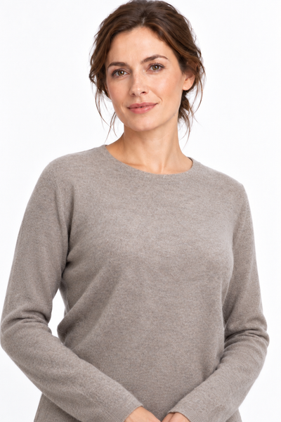 Circle Natural – Maglia a girocollo da donna – Marrone scuro naturale – Vista G012 [ND-1285-C9855]