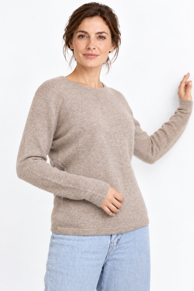 Circle Natural – Maglia a girocollo da donna – Marrone scuro naturale – Vista G013 [ND-1285-C9855]