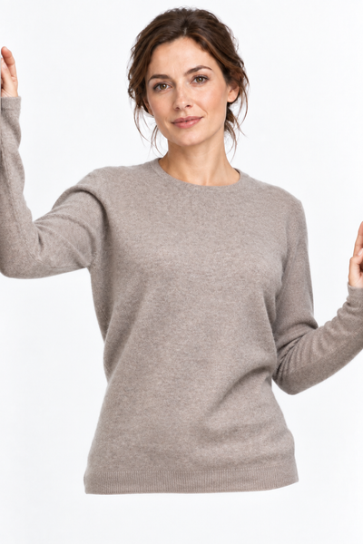 Circle Natural – Maglia a girocollo da donna – Marrone scuro naturale – Vista G015 [ND-1285-C9855]