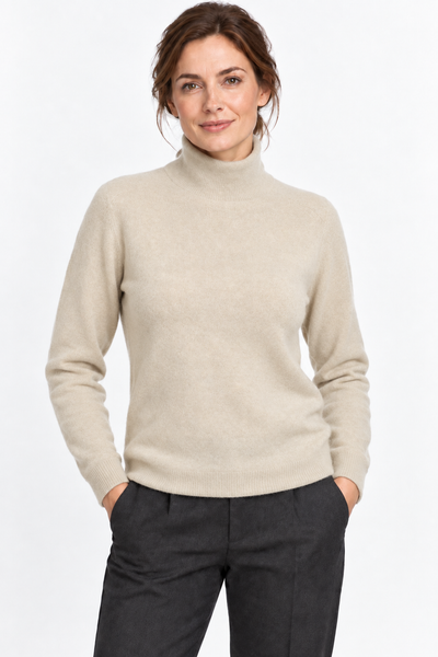 Contour Natural – Maglia a collo alto da donna – Beige naturale – Su un modello Aura [ND-1288-C10096]