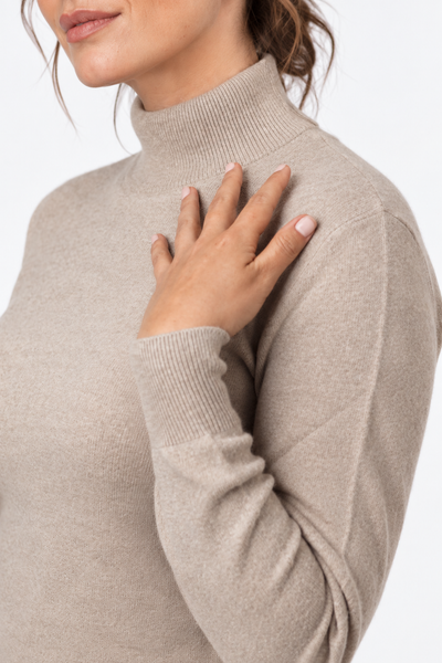 Contour Natural – Maglia a collo alto da donna – Marrone chiaro naturale – Vista G043 [ND-1288-C10097]
