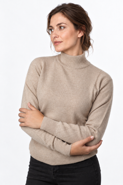 Contour Natural – Maglia a collo alto da donna – Marrone chiaro naturale – Vista G044 [ND-1288-C10097]