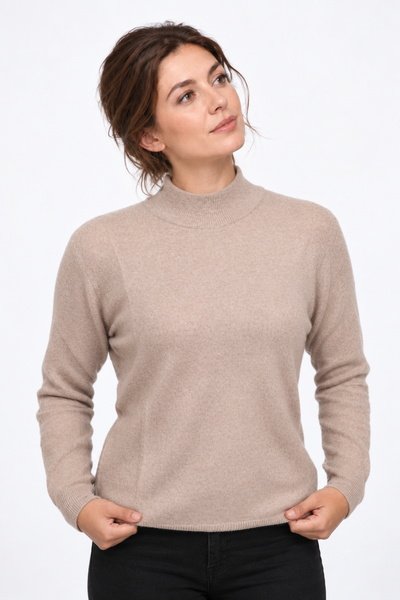 Contour Natural – Maglia a collo alto da donna – Marrone chiaro naturale – Vista G045 [ND-1288-C10097]