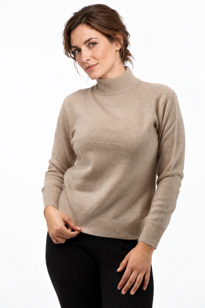 Contour Natural – Maglia a collo alto da donna – Marrone chiaro naturale – Vista G046 [ND-1288-C10097]