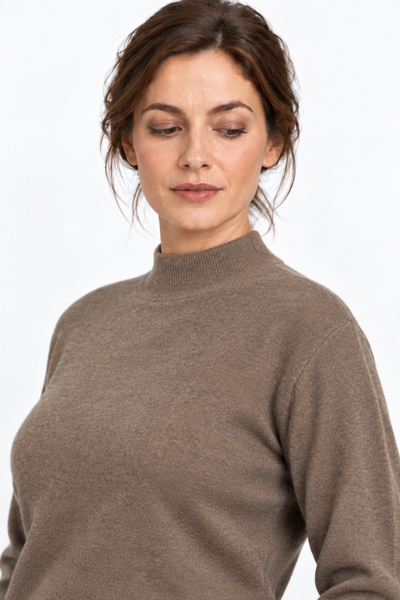 Contour Natural – Maglia a collo alto da donna – Marrone scuro naturale – Vista G033 [ND-1288-C10099]
