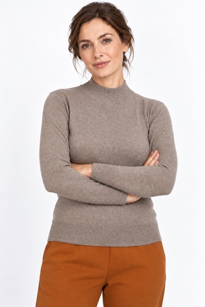 Contour Natural – Maglia a collo alto da donna – Marrone scuro naturale – Vista G035 [ND-1288-C10099]