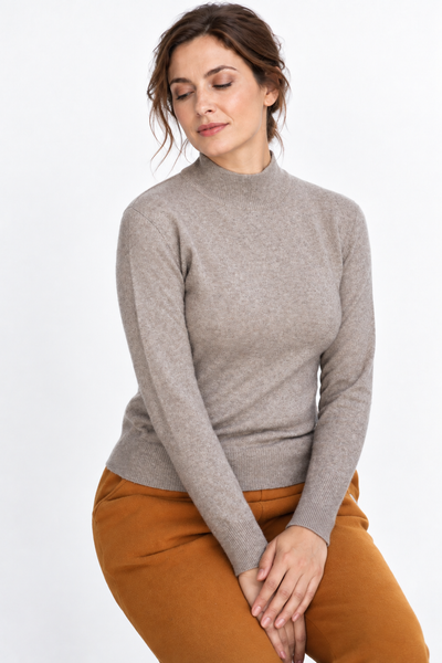 Contour Natural – Maglia a collo alto da donna – Marrone scuro naturale – Vista G036 [ND-1288-C10099]