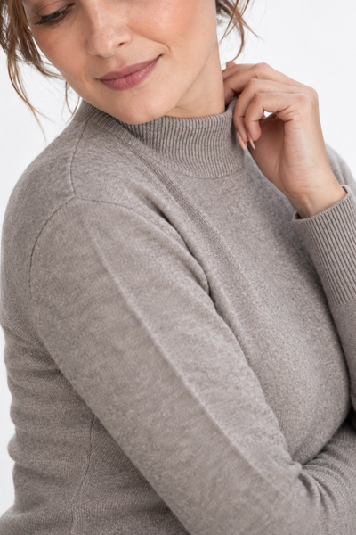 Contour Natural – Maglia a collo alto da donna – Marrone scuro naturale – Vista G038 [ND-1288-C10099]