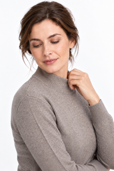 Contour Natural – Maglia a collo alto da donna – Marrone scuro naturale – Vista G039 [ND-1288-C10099]