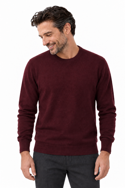 Round – Maglia a girocollo da uomo – Bordeaux – Su un modello Aura [ND-1292-C7117]