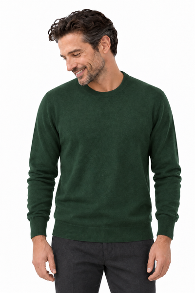 Round – Maglia a girocollo da uomo – Verde bosco – Su un modello Aura [ND-1292-C7126]