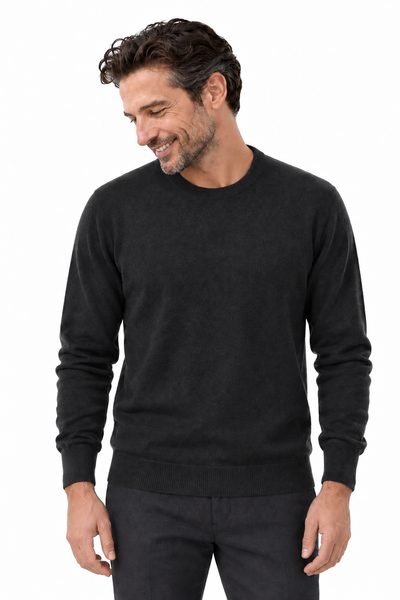 Round – Maglia a girocollo da uomo – Grigio nero – Su un modello Aura [ND-1292-C7134]