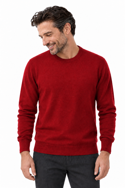 Round – Maglia a girocollo da uomo – Rosso rubino – Su un modello Aura [ND-1292-C7136]