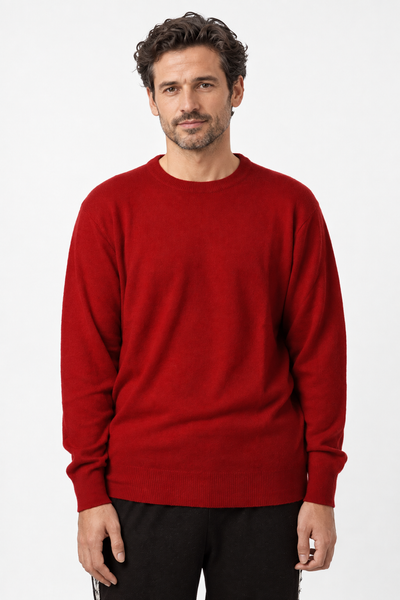 Round – Maglia a girocollo da uomo – Rosso rubino – Vista G049 [ND-1292-C7136]