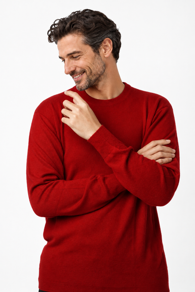 Round – Maglia a girocollo da uomo – Rosso rubino – Vista G050 [ND-1292-C7136]