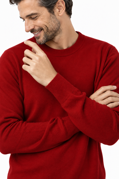 Round – Maglia a girocollo da uomo – Rosso rubino – Vista G051 [ND-1292-C7136]