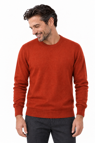 Round – Maglia a girocollo da uomo – Arancione scuro – Su un modello Aura [ND-1292-C7142]