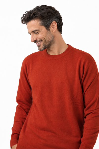 Round – Maglia a girocollo da uomo – Arancione scuro – Vista G052 [ND-1292-C7142]