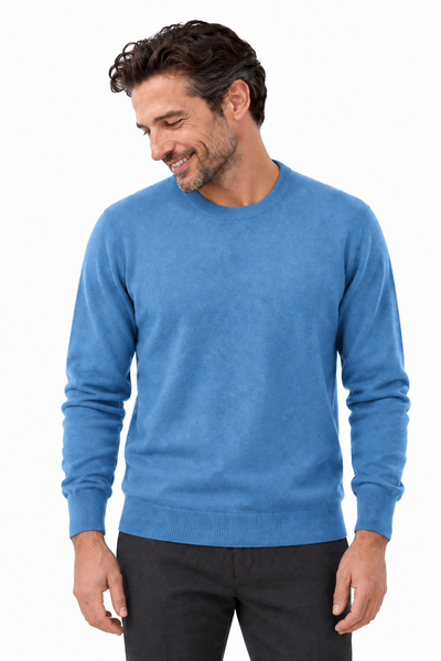 Round – Maglia a girocollo da uomo – Blu maya – Su un modello Aura [ND-1292-C7144]