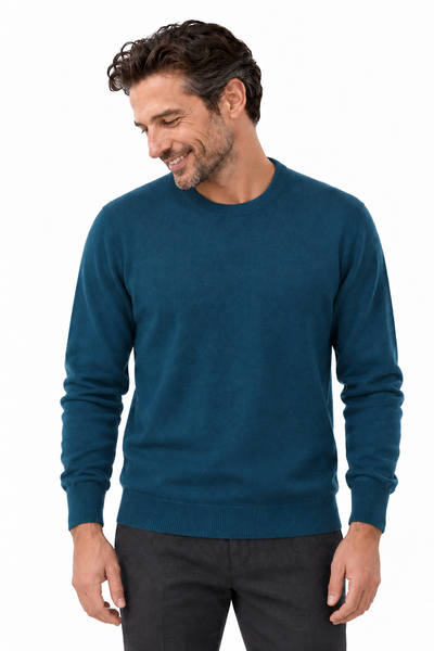Round – Maglia a girocollo da uomo – Petrolio scuro – Su un modello Aura [ND-1292-C7147]