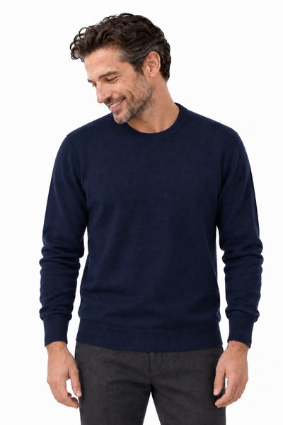 Round – Maglia a girocollo da uomo – Blu navy – Su un modello Aura [ND-1292-C7151]