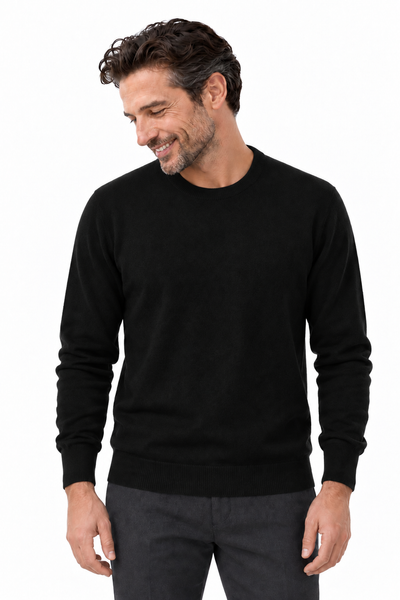 Round – Maglia a girocollo da uomo – Nero – Su un modello Aura [ND-1292-C7154]