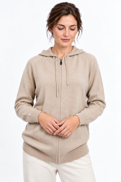 Pause Zip Natural – Cardigan con cappuccio unisex – Marrone chiaro naturale – Vista G164 [ND-1325-C10341]
