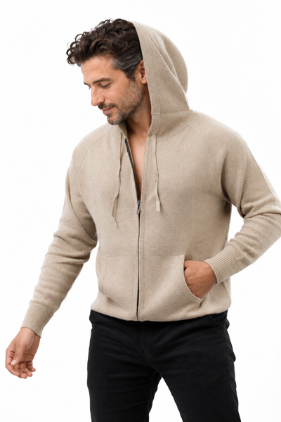 Pause Zip Natural – Cardigan con cappuccio unisex – Marrone chiaro naturale – Vista G165 [ND-1325-C10341]