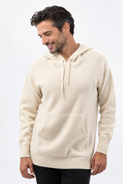 Pause Natural – Felpa in maglia con cappuccio unisex – Beige naturale – Vista G144 [ND-1326-C10279]