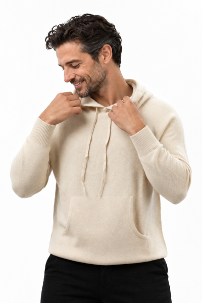 Pause Natural – Felpa in maglia con cappuccio unisex – Beige naturale – Vista G145 [ND-1326-C10279]